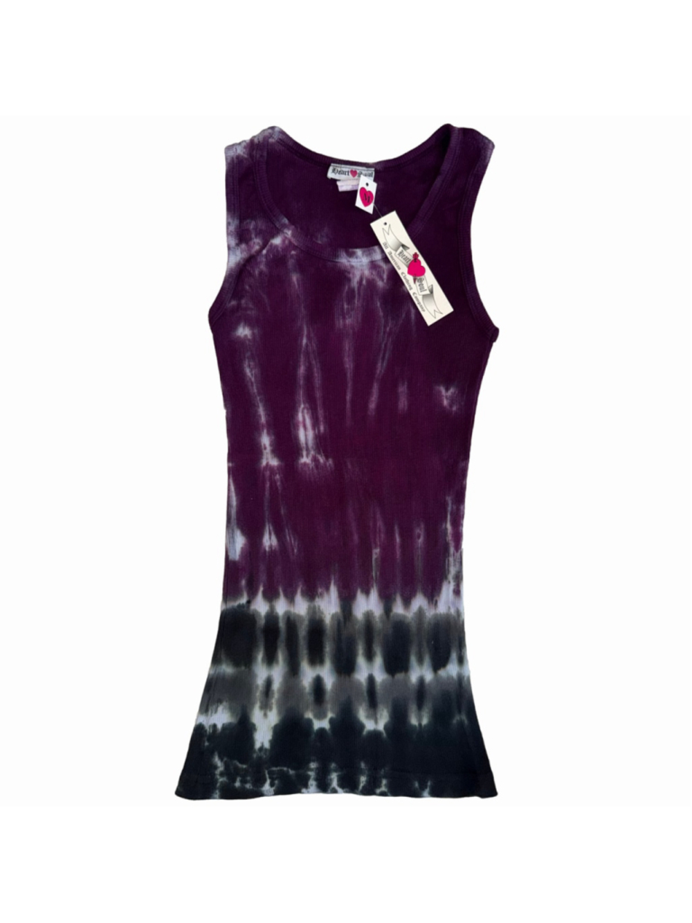 NOS Vintage Y2K Women’s Medium Heart Soul Purple Gray Tie Dye Tank Top